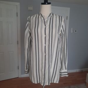 Everlane silk striped button-down shirt